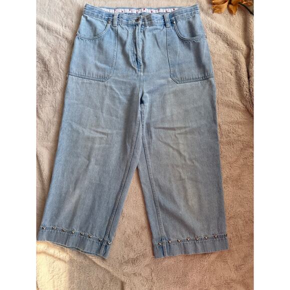 Christopher & Banks Denim - Christopher & Banks Wide Leg Crop JeansHearts Size 12